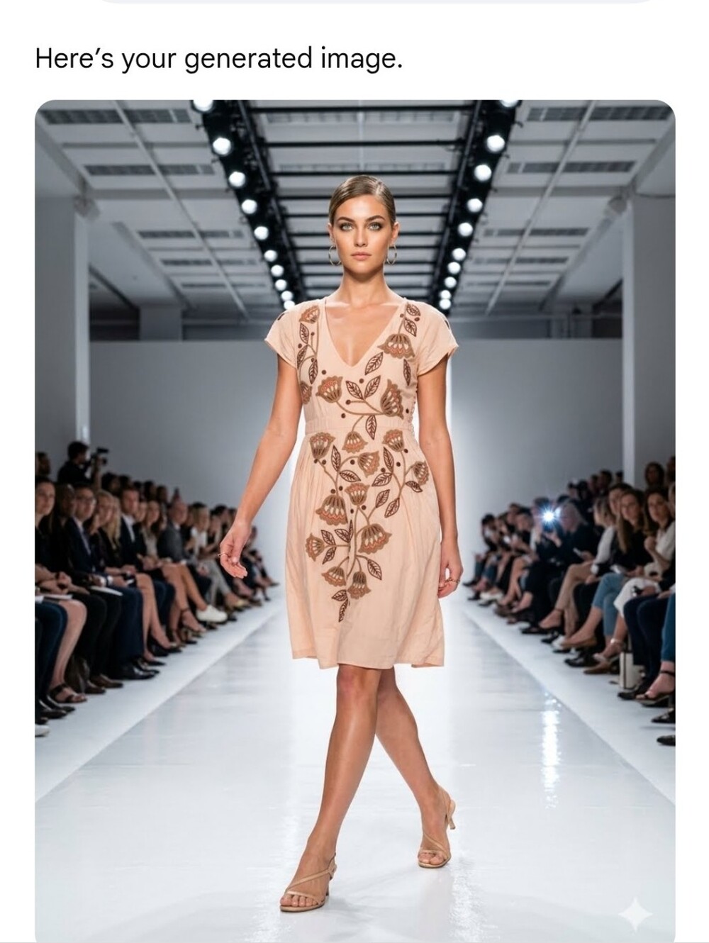 Embroidered V-Neck Tunic Dress - Peach Floral